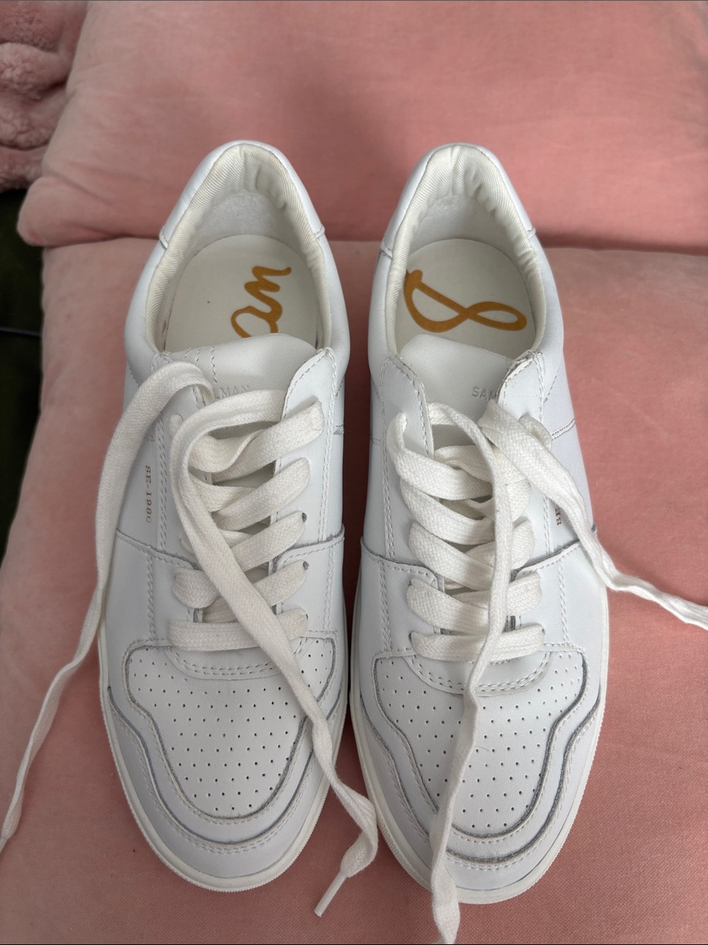 Sam Edelman White Leather Low-Top Sneakers